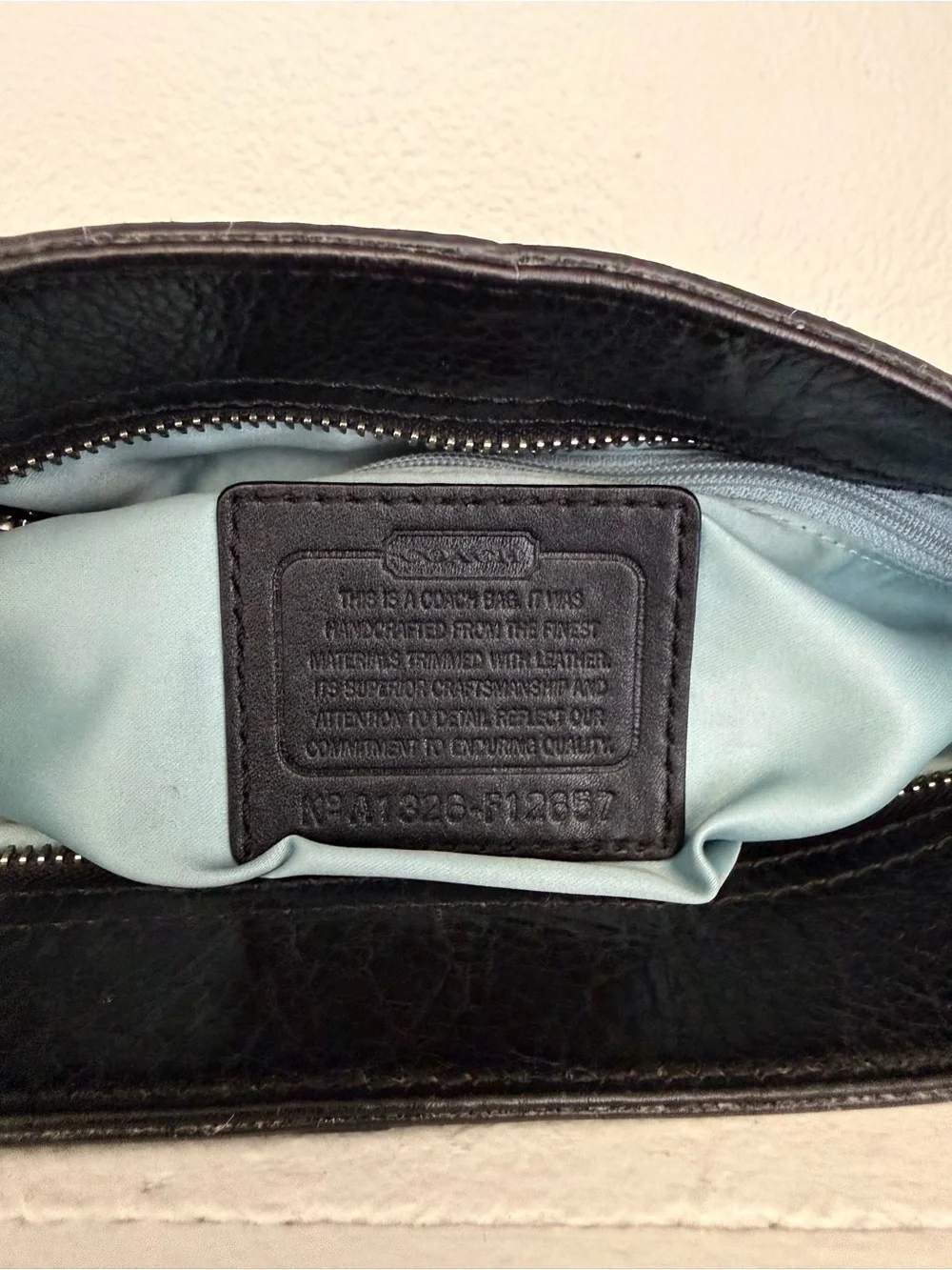 COACH Authentic F12657 Zoe Medium Hobo bag purse Grey Jacquard Black Leather